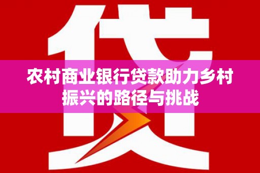 海端农村商业银行贷款助力乡村振兴的路径与挑战