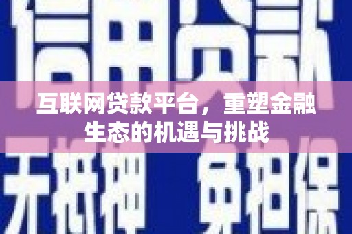 海端互联网贷款平台，重塑金融生态的机遇与挑战