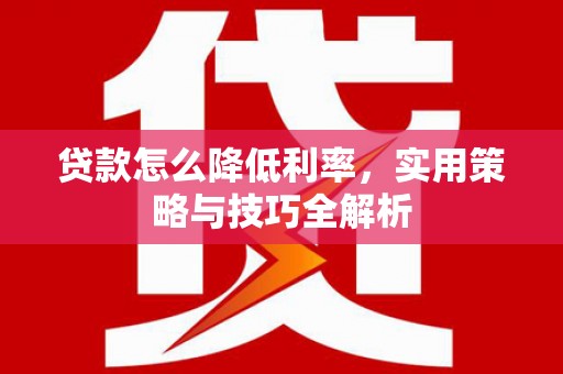 海端贷款怎么降低利率，实用策略与技巧全解析