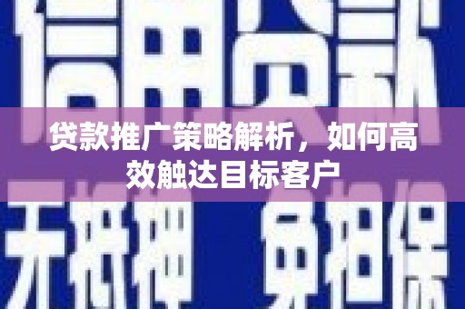 海端贷款推广策略解析，如何高效触达目标客户