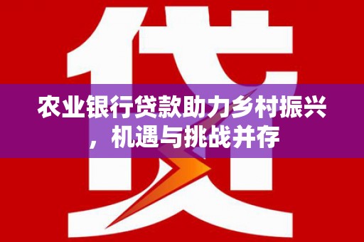 海端农业银行贷款助力乡村振兴，机遇与挑战并存